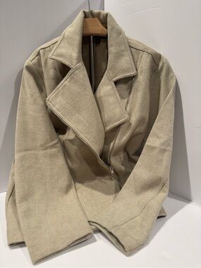 Banana Republic Wool Blend Moto Jacket | Beige Herringbone | Medium